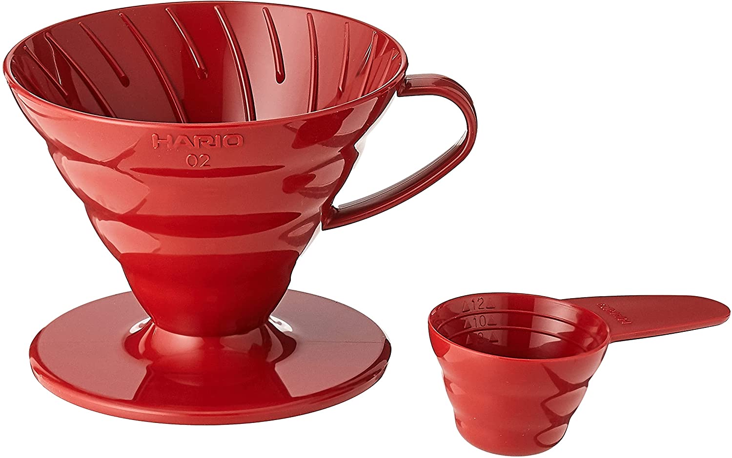 Hario VD-02R 1-Piece Plastic Coffee Plastic Dripper, Red, Red