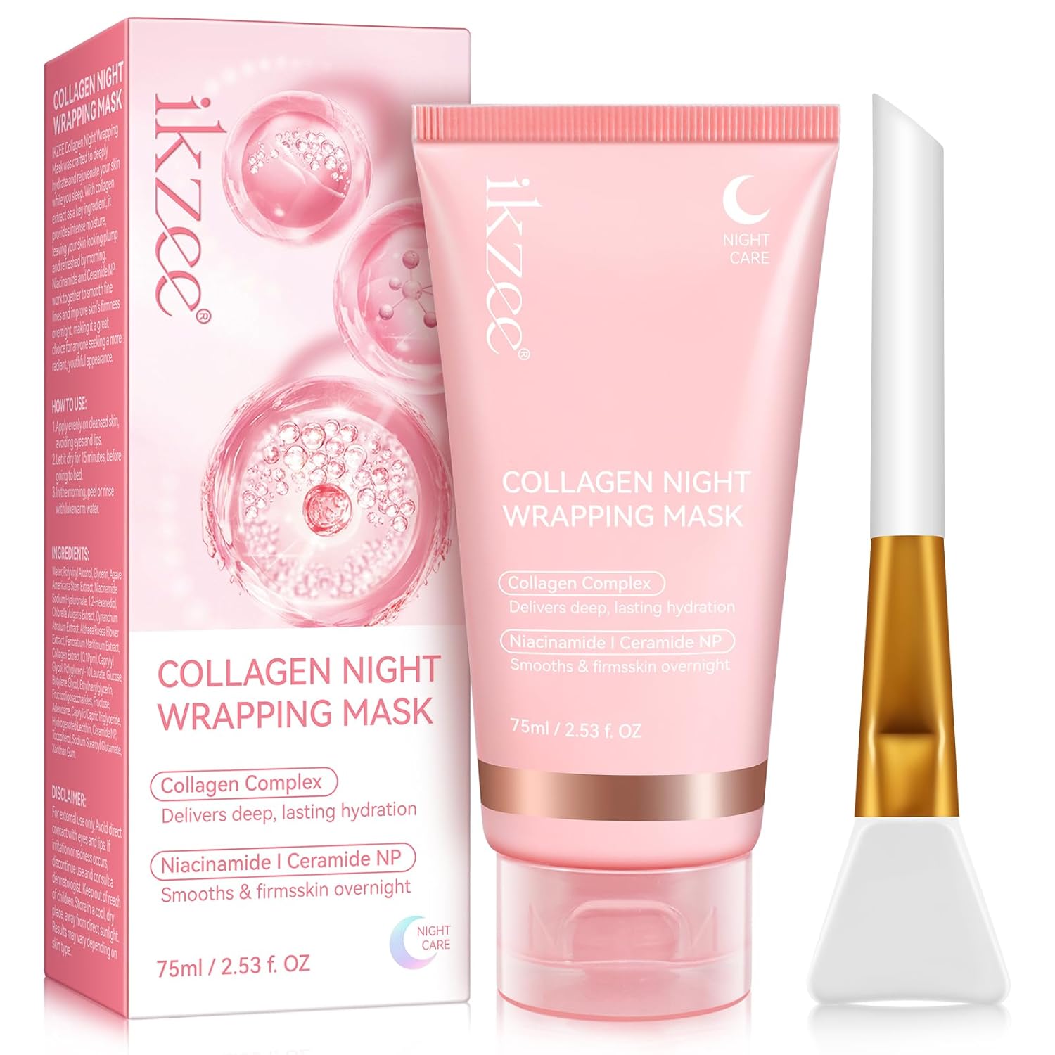 Collagen Night Wrapping Mask, Organic Collagen Real Deep Mask, Collagen Mask, Face Overnight, Korean Collagen Overnight Wrapping Peel Off Mask, Hydrolyzed Collagen Mask for Glowing Skin, 75 ml