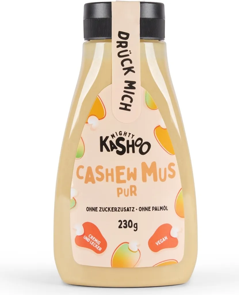 Mighty Kashoo Cashewmus 230g - Nussmus Pur & cremig aus 100%  Cashewnüssen und im praktischen Squeezer