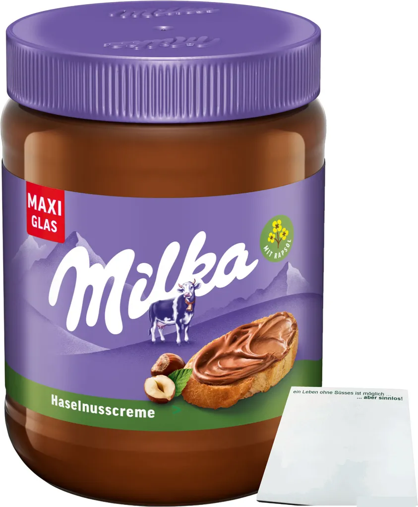 milka Haselnusscreme Brotaufstrich (600g MAXI Glas) + usy Block