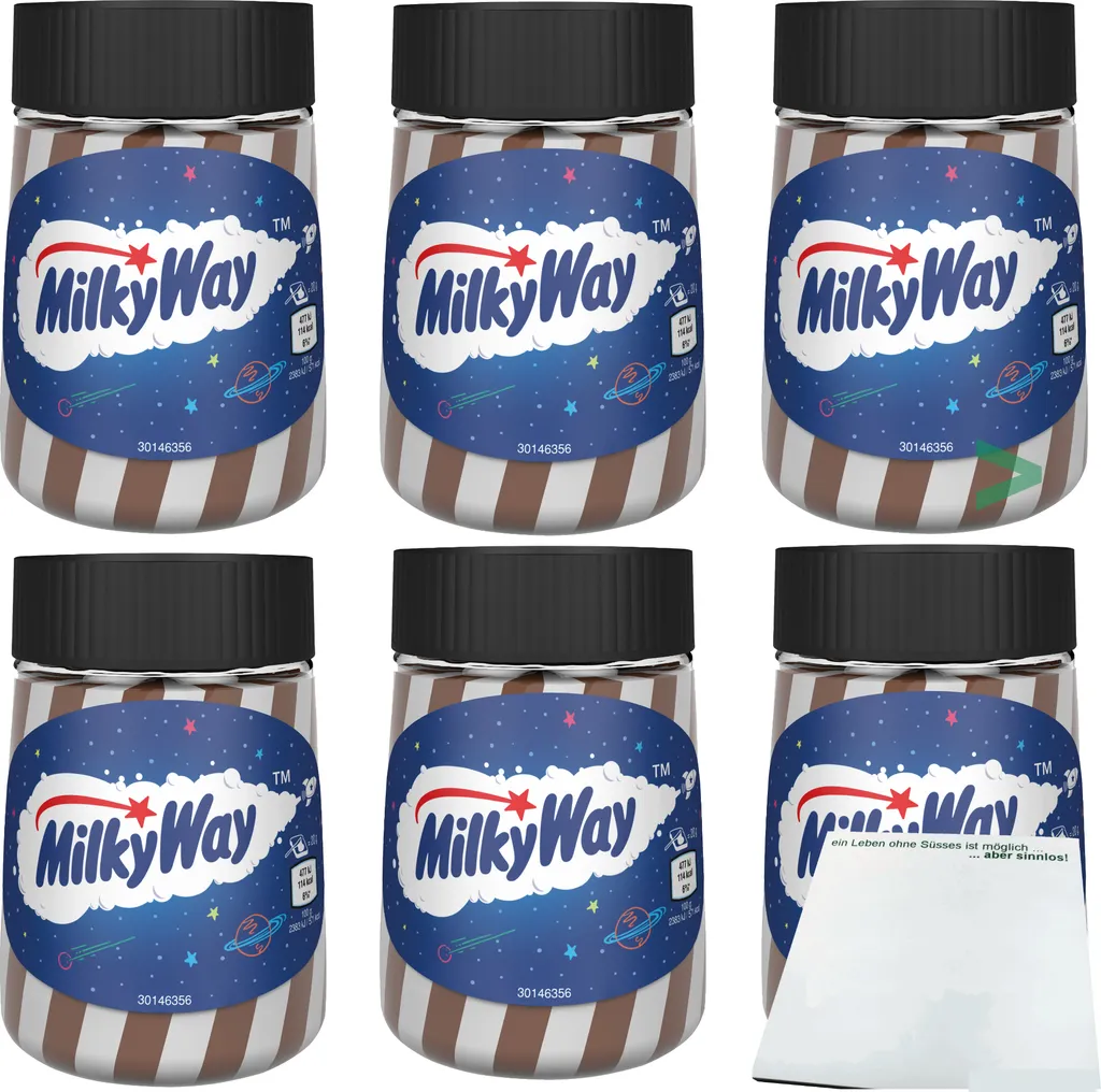 Milky Way Brotaufstrich Duo-Creme Kakao und Milch-Gechmack 6er Pack (6x350g Glas) + usy Block