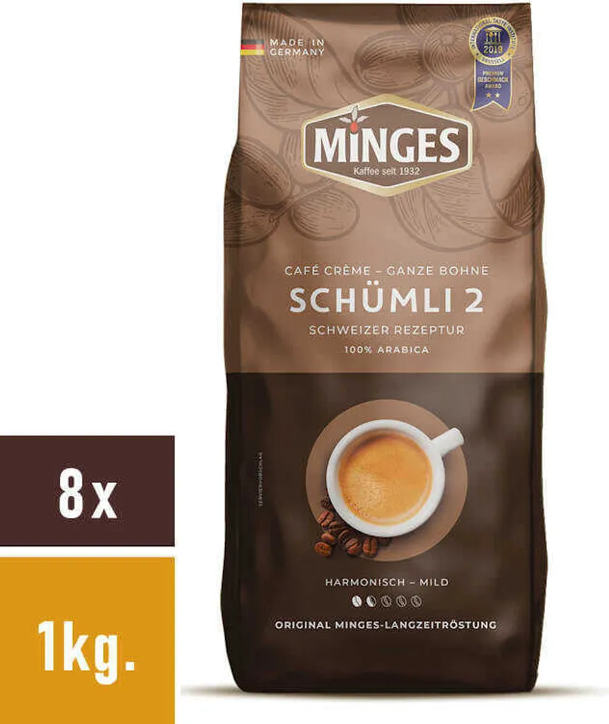 Minges Café Crème Schümli coffee beans 8x1kg.