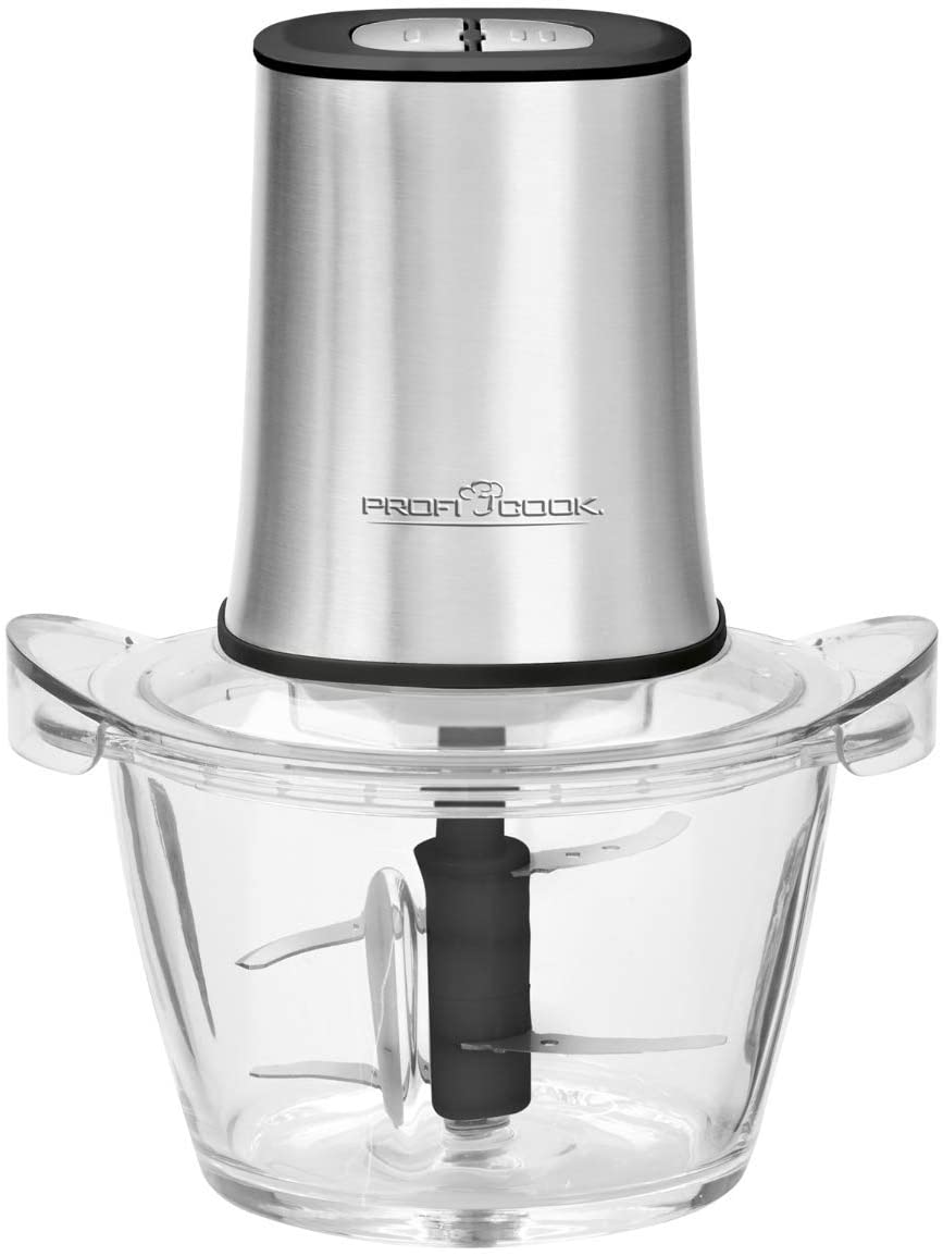 Profi Cook ProfiCook PC-MZ 1150 2-in-1 Multi Chopper and Ice Crusher, Stainless Steel Case, Glass Mixing Container (1 L), 2 Stainless Steel Blades (Rustproof)