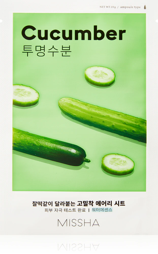 Missha Airy Fit Cucumber cell layer mask with moisturizing and revitalizing effects for dry skin