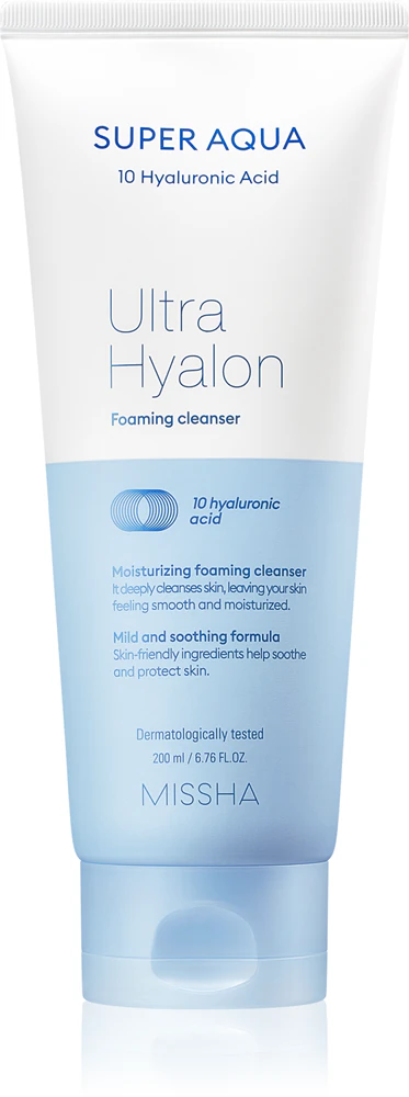 Missha Super Aqua 10 Hyaluronic Acid hydrating cleansing foam