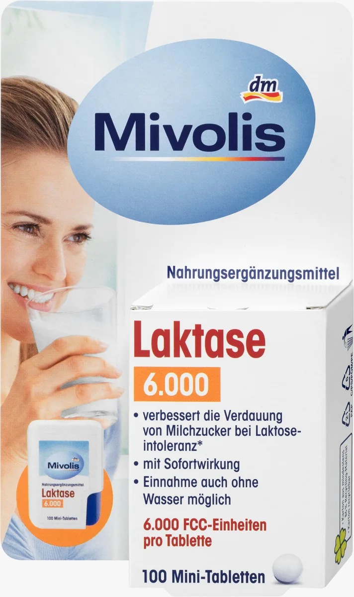 Mivolis Lactase 6,000 Mini Tablets 100 pcs, 8 g