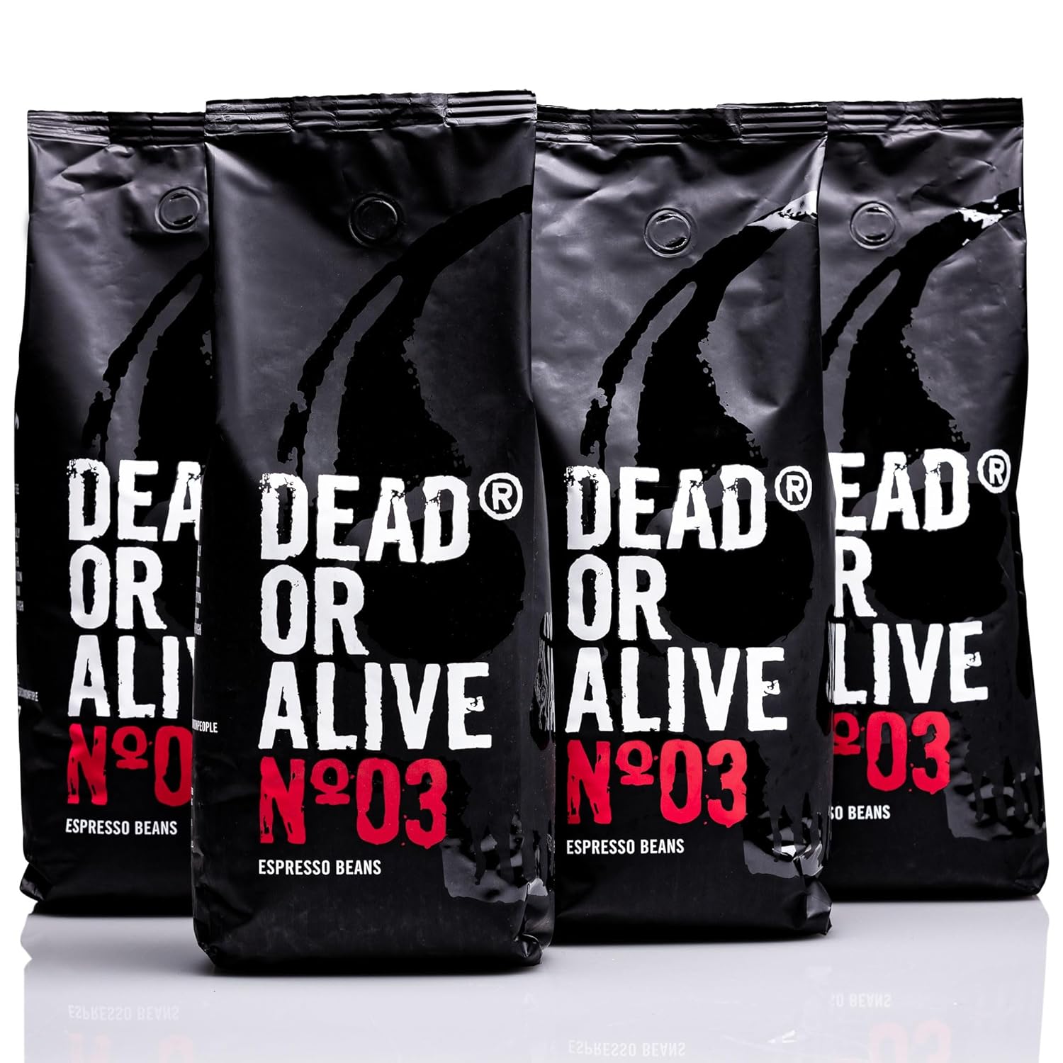 Dead or Alive Espresso No3 - Strong espresso beans 4x1kg - 100% robusta - coffee beans for fully automatic coffee machine and espresso machine - whole beans with lots of caffeine from Italy - Coffee Beans (4er Pack)