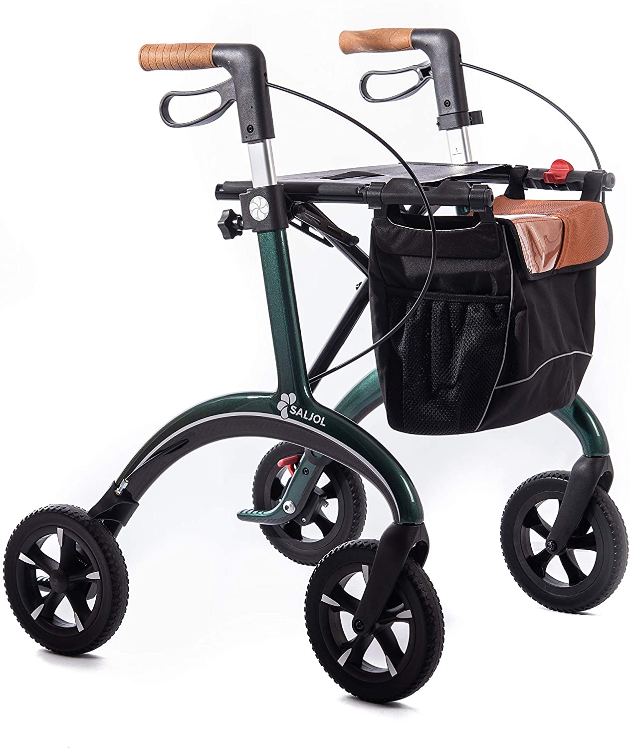 Saljol Lightweight Rollator 54 Seat Height Carbon with Soft Tyres, Cork Han