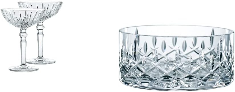 Spiegelau & Nachtmann, Noblesse 0096060-0 2-Piece Cocktail Glasses Set 180 ml, 100831 Crystal Clear & 2-Piece Bowl Set, Crystal Glass, 11 cm, Noblesse, 0096060-0 Transparent