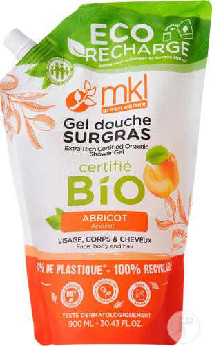 MKL Green Nature Moisturizing Shower Gel Apricot Organic Eco Refill Bag 900ml