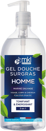MKL Green Nature Moisturizing Shower Gel for Men Face Body and Hair Wild Sea 1l