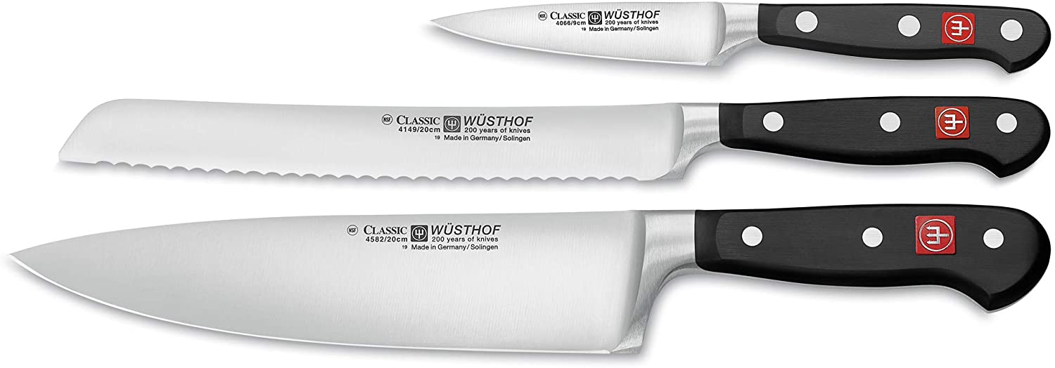 Wusthof Wüsthof Classic (9660) 3-Piece Knife Set with Chef\'s Knife (20 cm Blade), Bread Knife with Saw (20 cm), Vegetable Knife (9 cm)