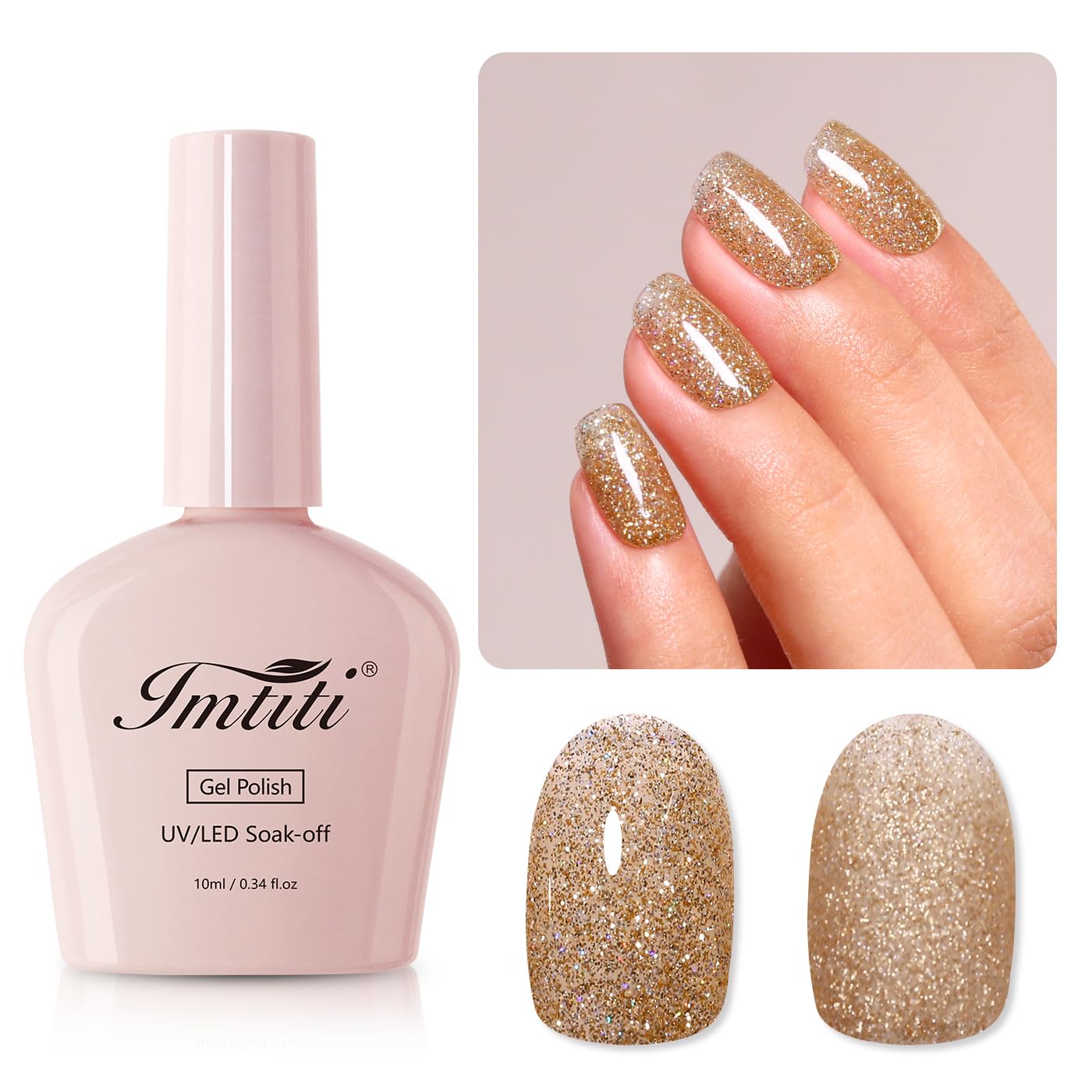 Imtiti Gold UV Nail Polish, 10 ml Gold UV Gel Nail Polish, Soak Off LED Gel Nail Polish, Autumn Winter Gel Nail Polish, DIY Nail Art, Starter, Manicure, Salon Gel Polish, UV Kit