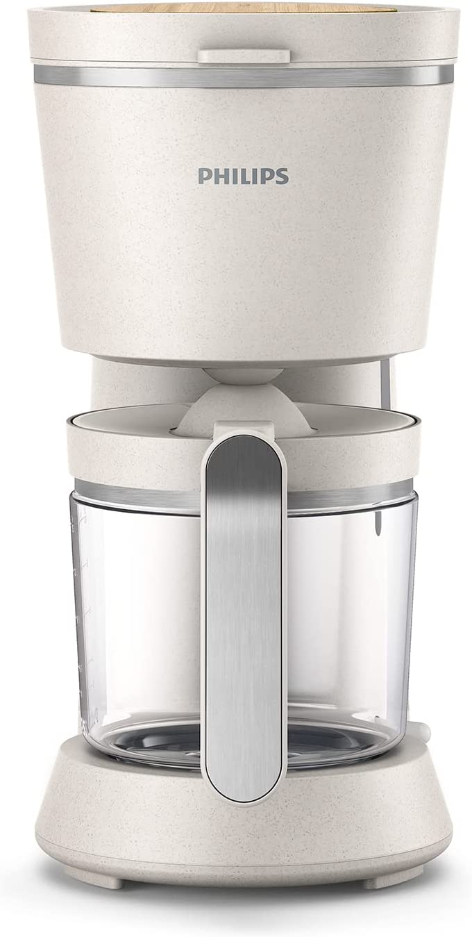 Philips Domestic Appliances Philips HD5120/00 Conscious Collection Filter Coffee Machine, Organic, 100% Bio-Based Plastic, Sustainable, Drip Stop, Shut-Off Function, Glass, Cream