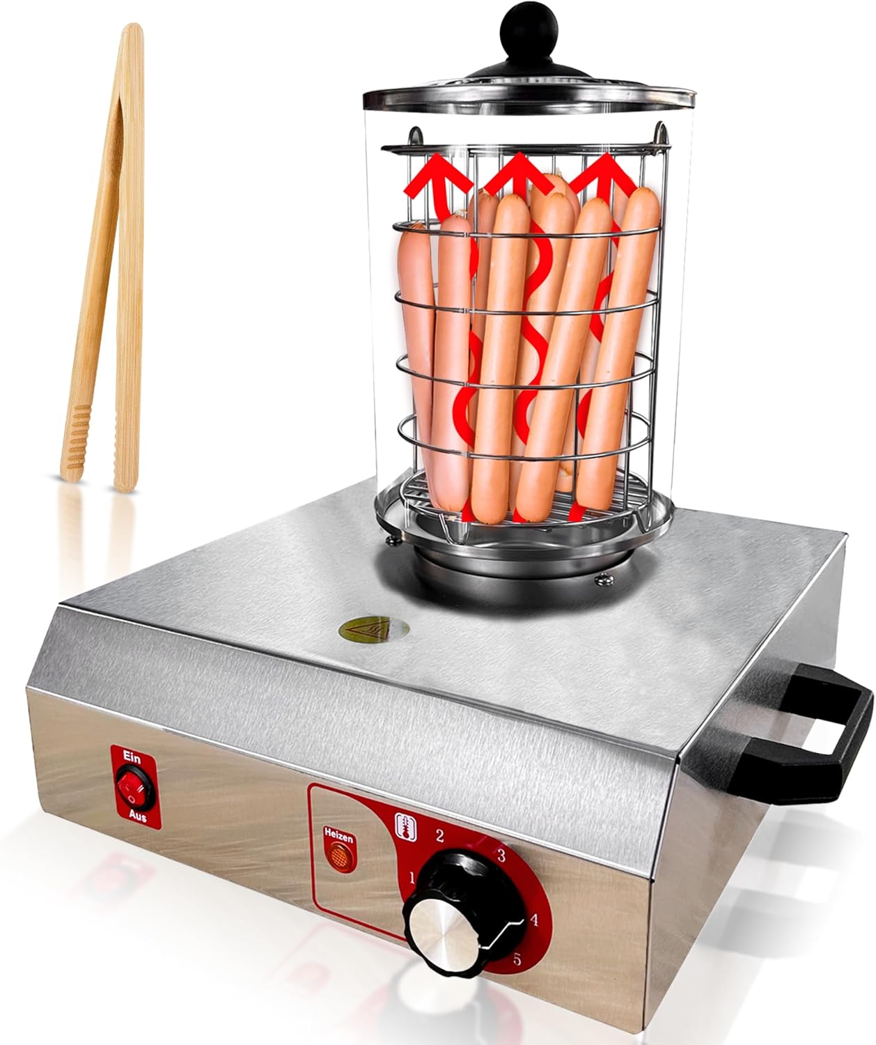 Bockwurst Warmer & Sausage Warmer 420 W | No Bursting Sausages & Quick Heating Thanks to Steam-Controlled Heating | Ideal for kiosks, petrol stations, celebrations & private use