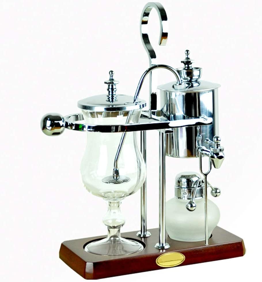 LULUVicky Coffee pot, retro style, stainless steel, siphon, coffee machine, household grinder, glass, silver, 35.5 x 10 cm