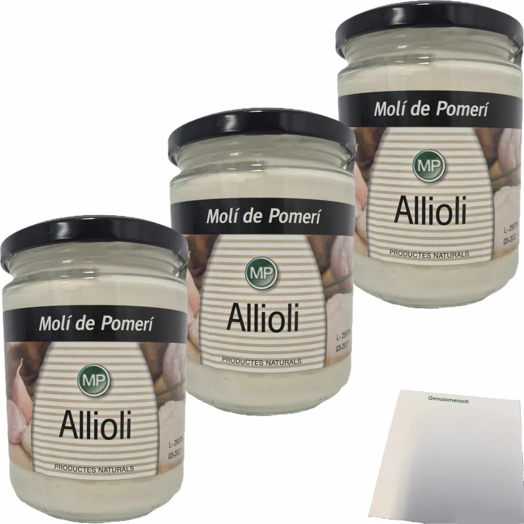 Moli de Pomeri Allioli, Spanish garlic sauce 3-pack (3x440ml bottle) + usy block