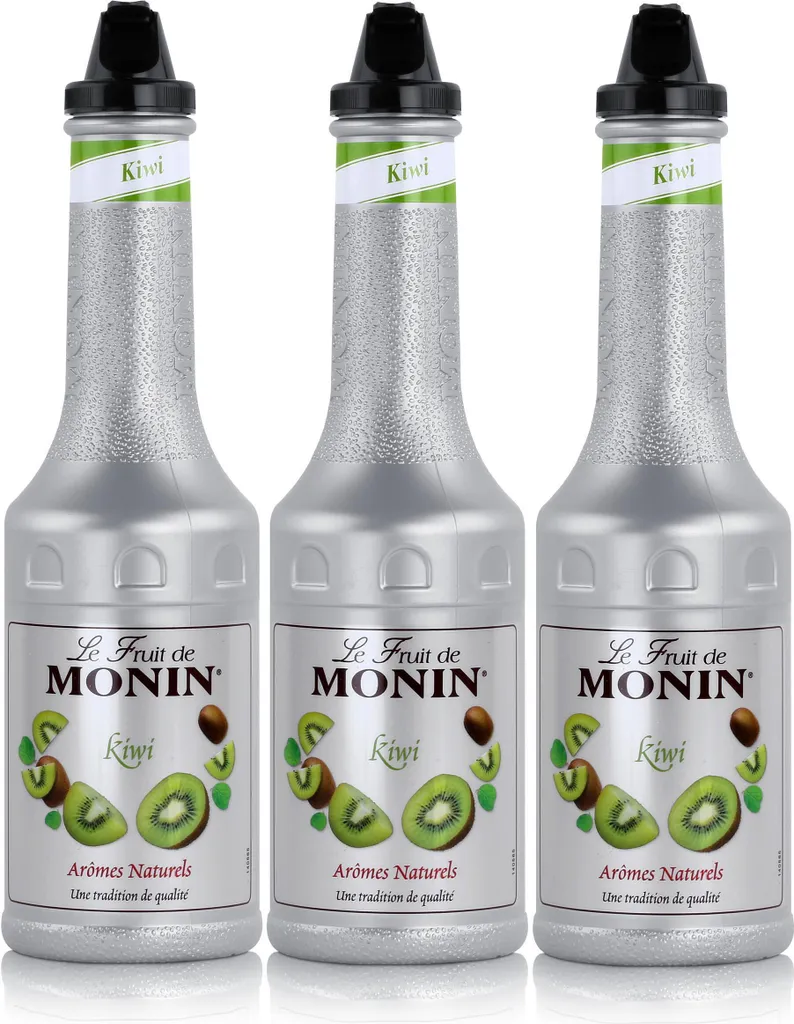 Monin Fruchtpüree Mix Kiwi 1L - Cocktails Milchshakes (3er Pack)