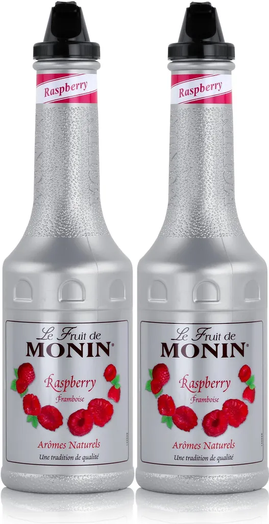 Monin Fruchtpüree Mix Raspberry Himbeere 1L Cocktails Milchshakes (2er Pack)