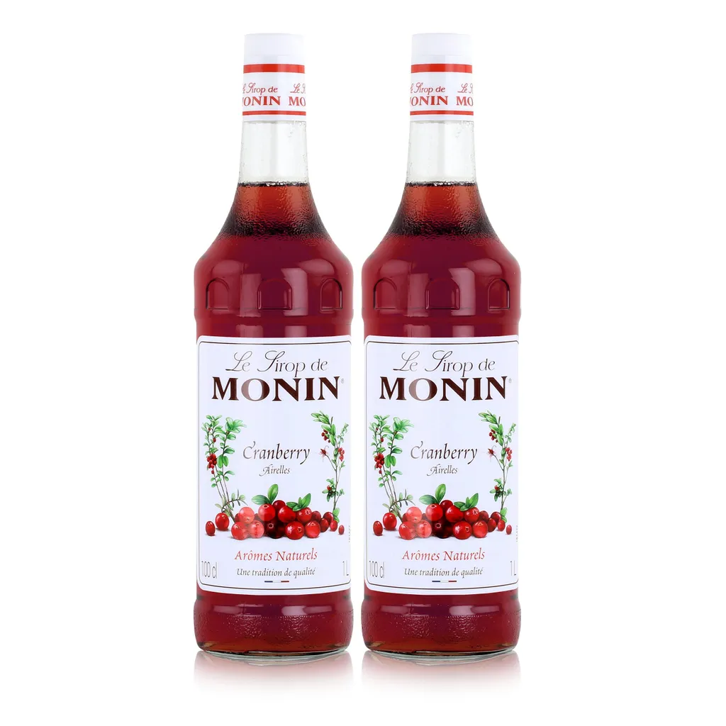 Monin Sirup Cranberry 1L - Cocktails Milchshakes Kaffeesirup (2er Pack)