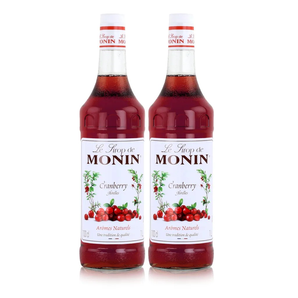 Monin Sirup Cranberry 1L - Cocktails Milchshakes Kaffeesirup (2er Pack)