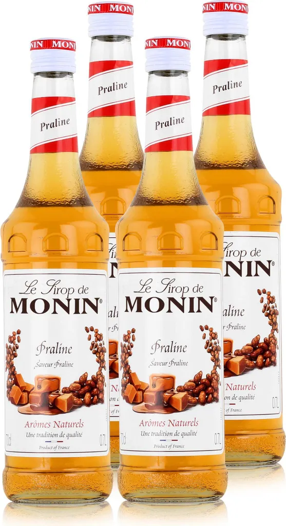 Monin Sirup Praline 700ml - Kaffeesirup Cocktailsirup (4er Pack)