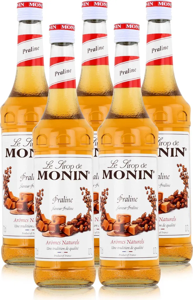 Monin Sirup Praline 700ml - Kaffeesirup Cocktailsirup (5er Pack)