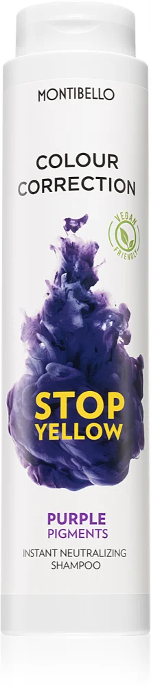 Montibello Color Correction Stop Yellow Shampoo for lightened and blonde hair neutralizes yellow discoloration
