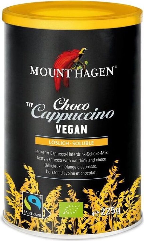 Mount Hagen Fair Trade Cappuccino Choco Vegan 200 g Dose -- 225g x 8  - 8er Pack VPE