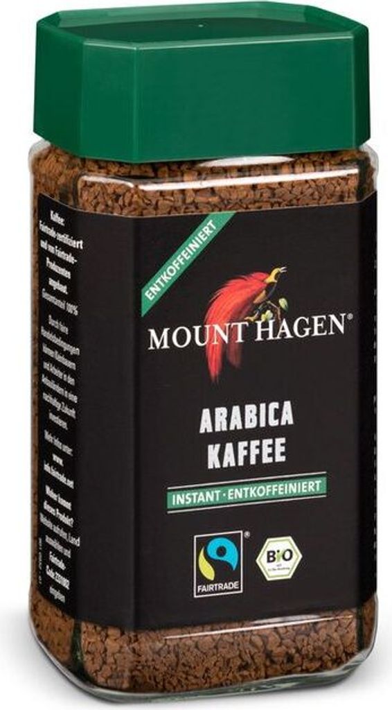 Mount Hagen Fairtrade Instant Kaffee entkoffeiniert -- 100g x 6  - 6er Pack VPE