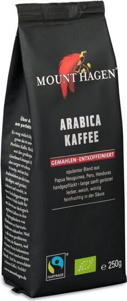 Mount Hagen roasted coffee decaffeinated. Softpack -- 250g x 6 - Pack of 6 PU