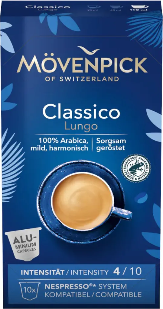 Mövenpick CLASSICO LUNGO coffee capsules, 10 pieces