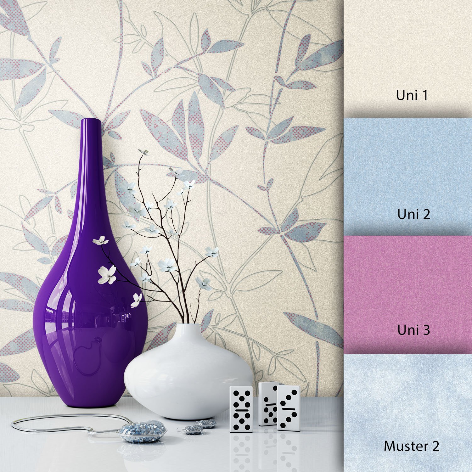Newroom Flower Wallpaper Beige Non-Woven Wallpaper Blue Non-Woven Modern De
