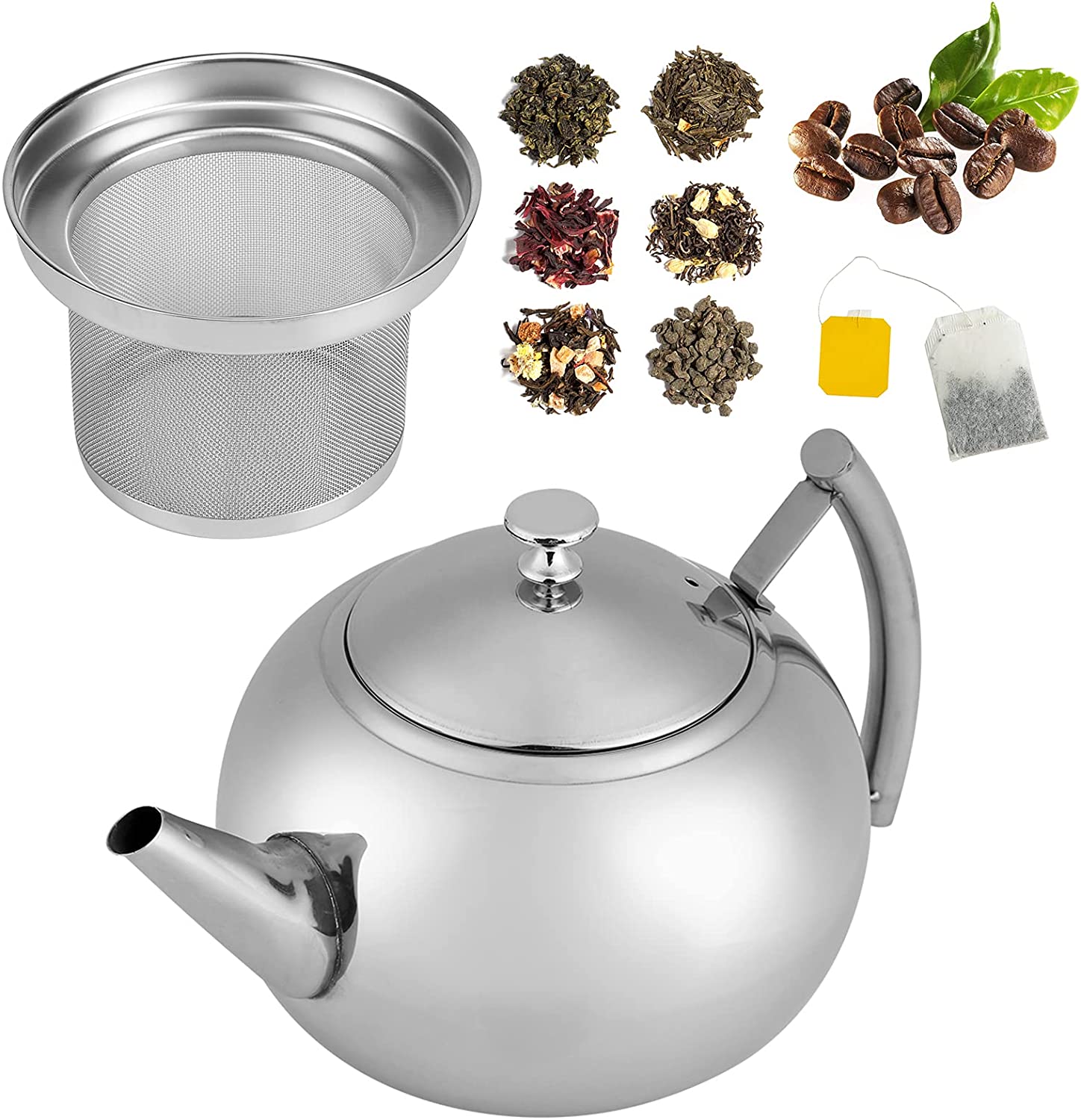 iFCOW 2L Stainless Steel Teapot with Removable Infuser