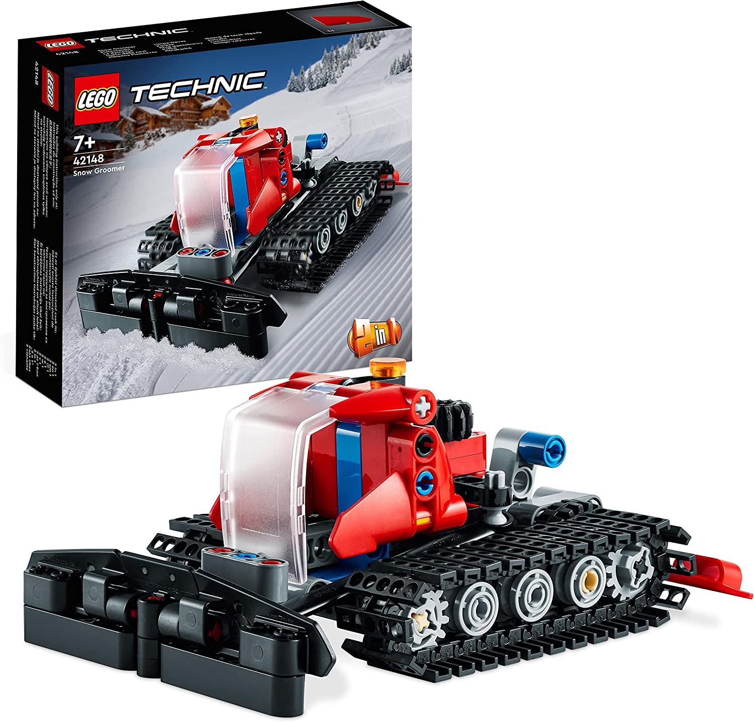 LEGO 42148 Technic Pistenraupe, 2-in-1 Winter Vehicle Model Toy with Snowmobile, Technology Educational Toy for Boys and Girls from 7 Years, Birthday Gift
