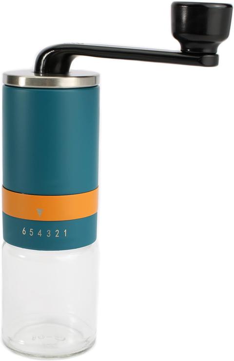 Wegardt Manual Coffee Grinder, Hand Coffee Grinder with Ceramic Grinder, 6 Levels (Blue/Orange)