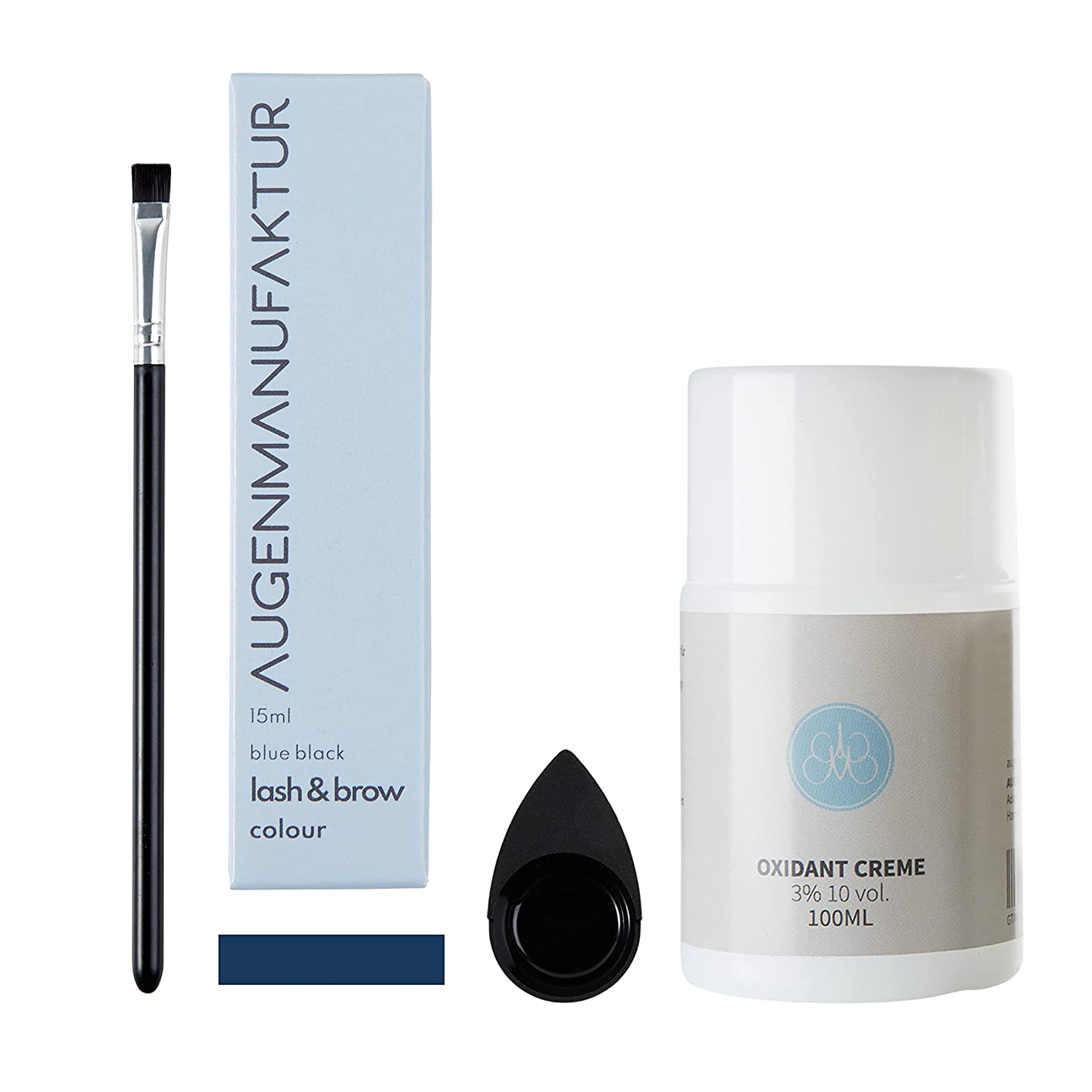 Augenmanufaktur Colour Lash & Brow Basis Kit (Blue Black) - Set for Colouring Eyelashes & Eyebrows for a Natural and Long-Lasting Result, black ‎blue