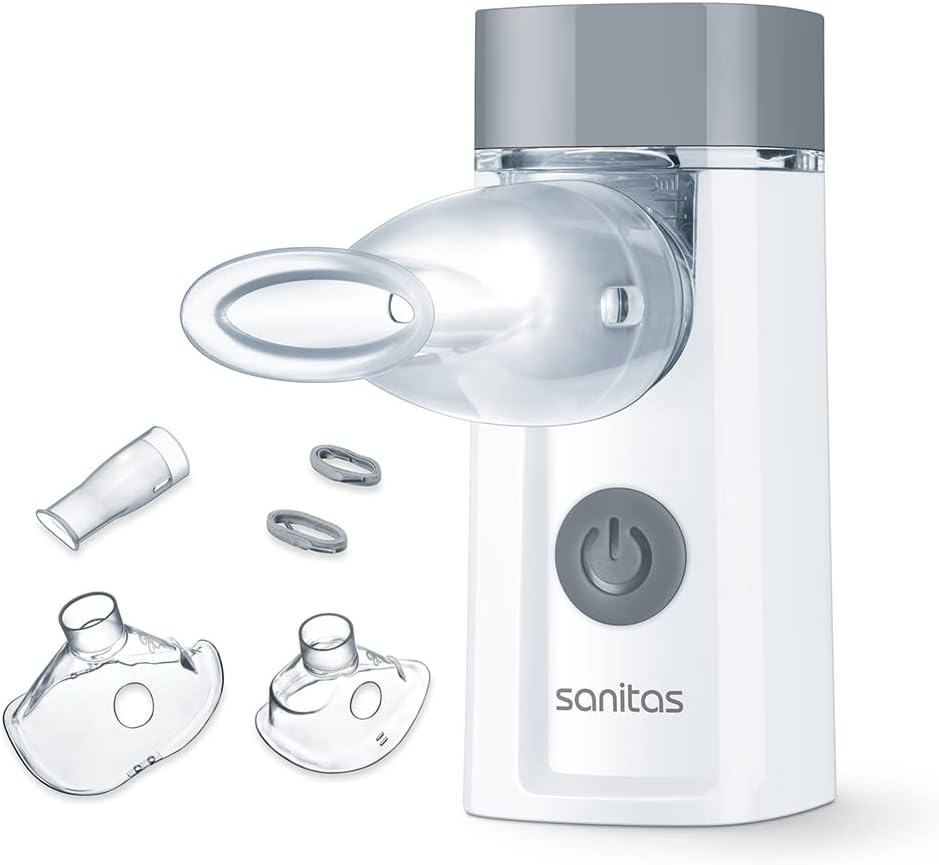 Sanitas SIH 52 Inhaler with Swing Membrane Technology for Treating Respiratory Diseases such as Colds and Asthma, Portable and Quiet, Suitable for Adults and Children, White