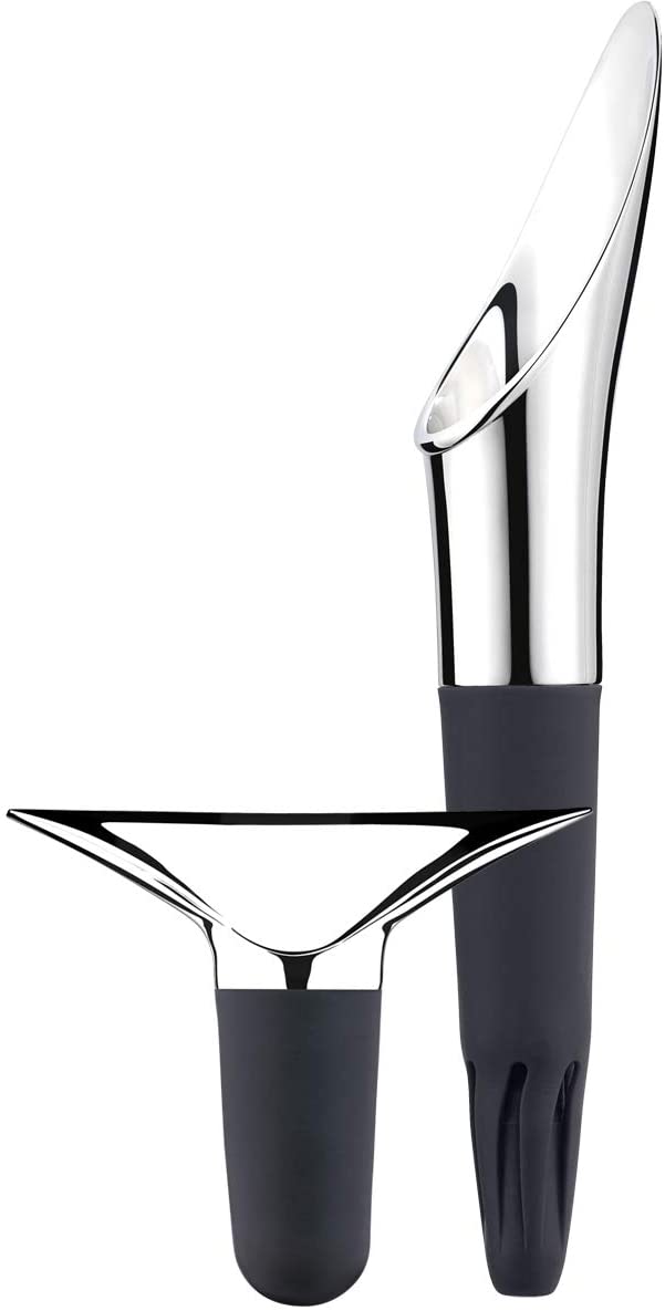Georg Jensen GEORGE Jensen GJ 096974 Wine and Bar Set, Winepo Urer Stoppe, Set of 2, Stainless Steel, Stainless Steel, 14.9 x 21.3 x 5.5 cm
