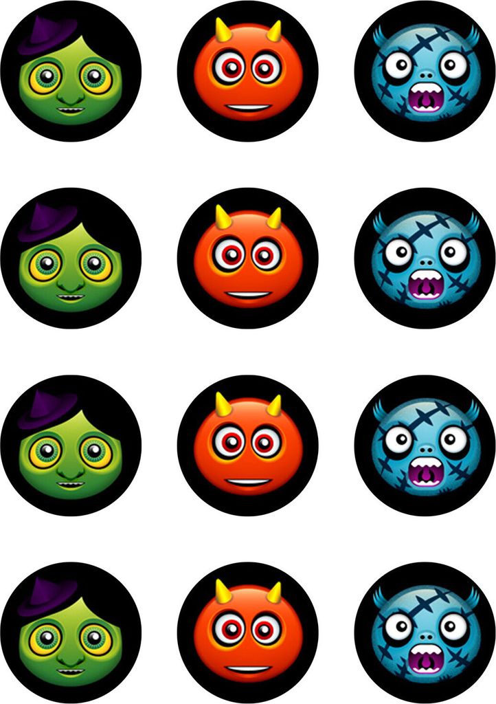 Muffin toppers cupcakes muffins Halloween party celebration sugar paper smileys HW22