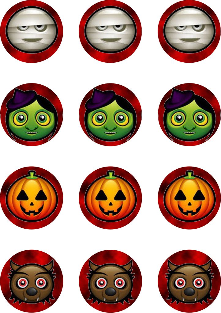 Muffin toppers cupcakes muffins Halloween party celebration sugar paper smileys HW24