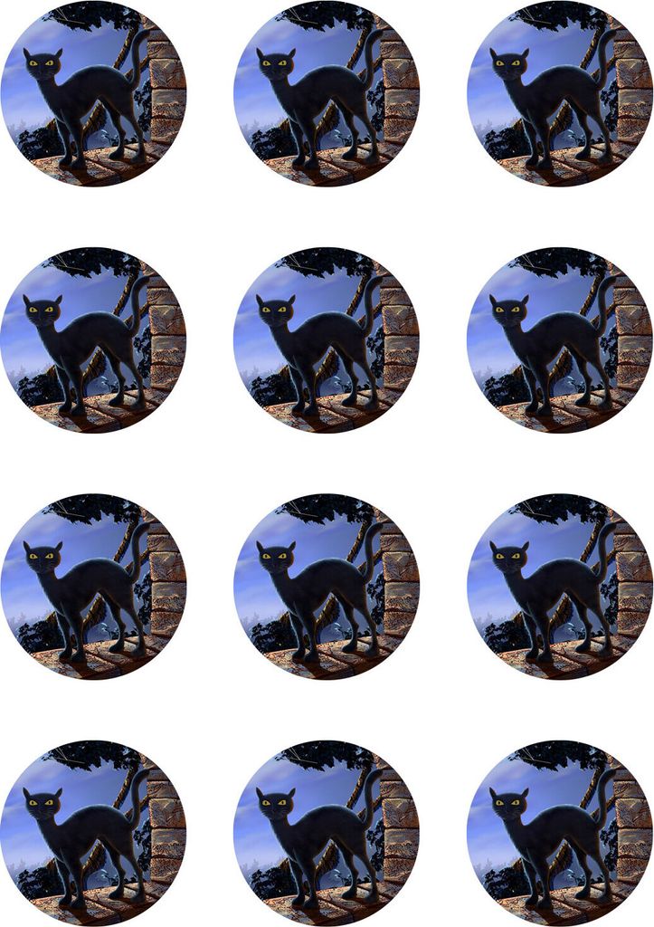 Muffin toppers cupcakes muffins Halloween sugar paper black cat HW06