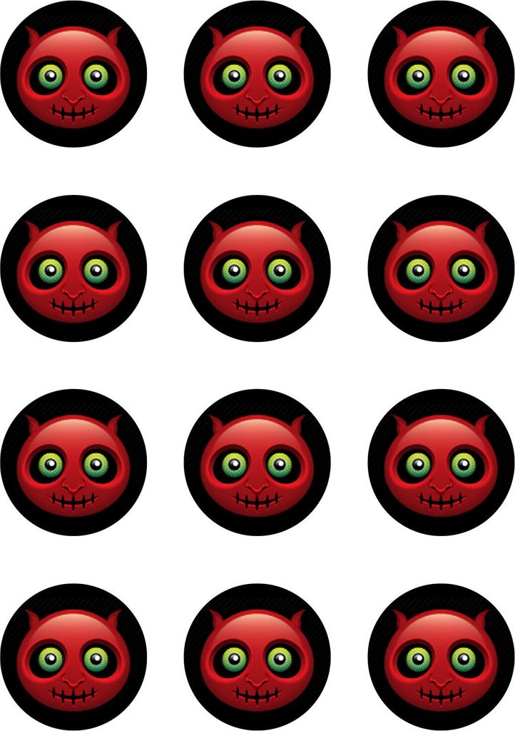 Muffin toppers cupcakes muffins Halloween sugar paper smiley evil HW07