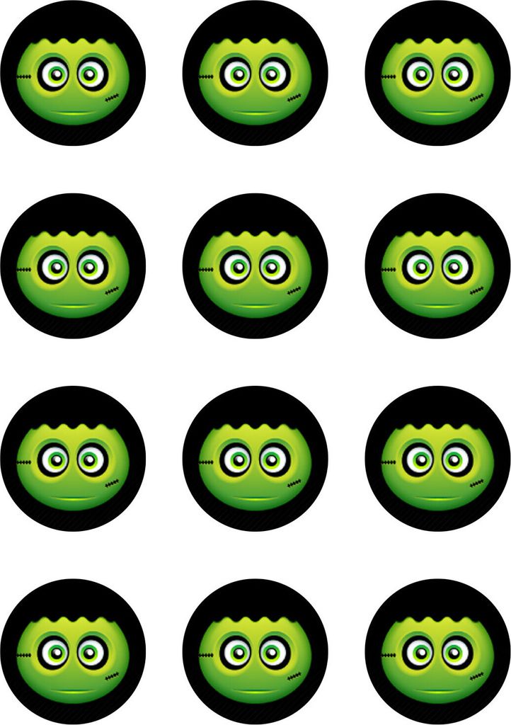 Muffin toppers cupcakes muffins Halloween sugar paper smileys HW08