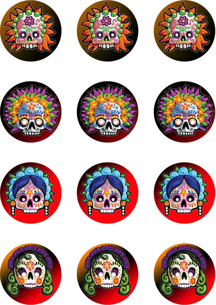 Muffin toppers cupcakes muffins Halloween sugar paper skull Dia de los Muertos (Day of the Dead) FW20