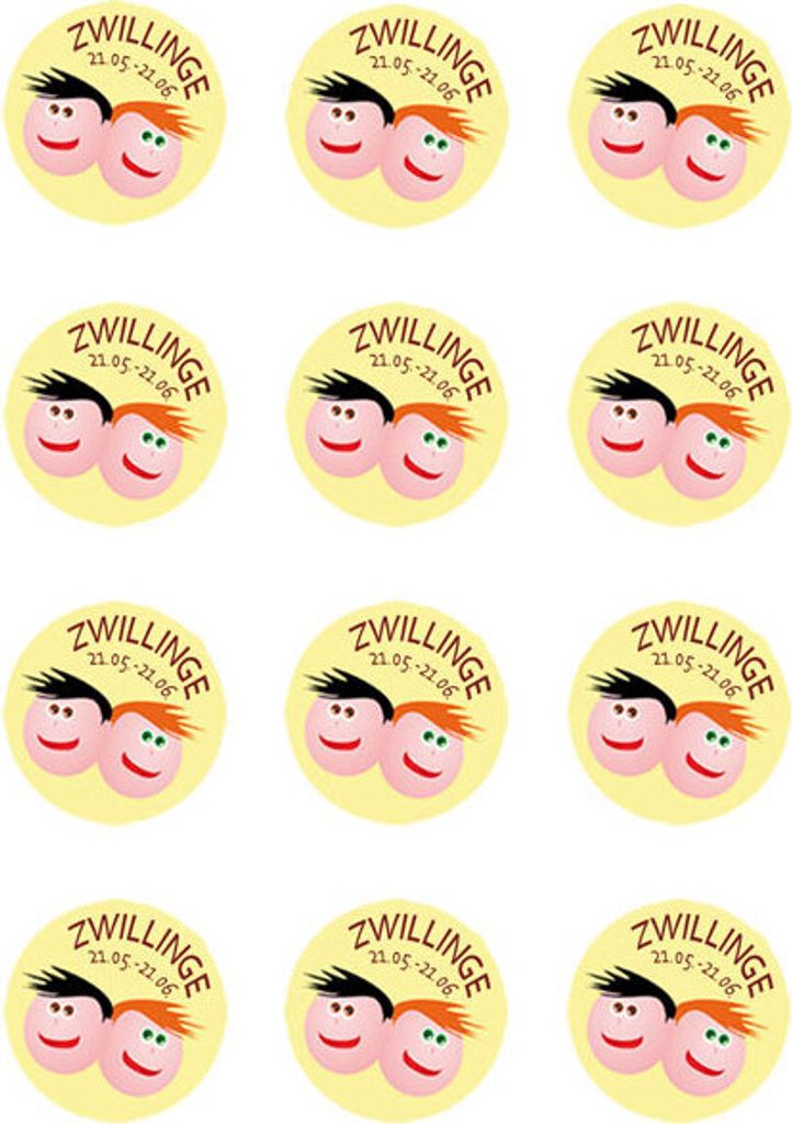 Muffin toppers Cupcakes Muffins Children's birthday Zodiac sign SZ01 Gemini