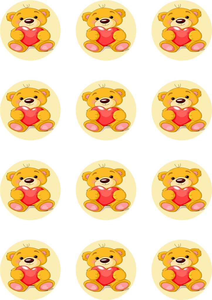Muffin toppers cupcakes muffins children's birthday animals bear B01 (sugar paper)