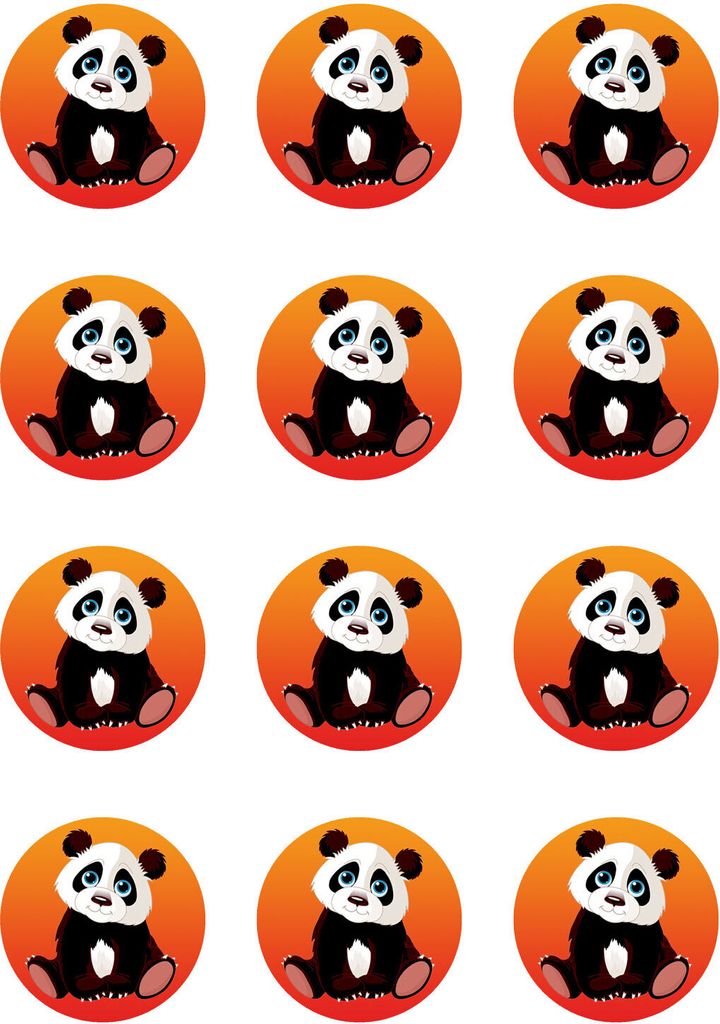 Muffin Toppers Cupcakes Muffins Children's Birthday Animals Panda PB01 (Sugar Paper)