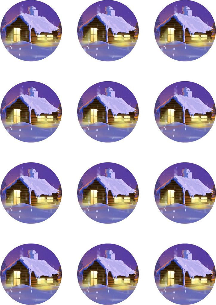 Muffin toppers cupcakes muffins children's birthday Christmas snow hut WN03