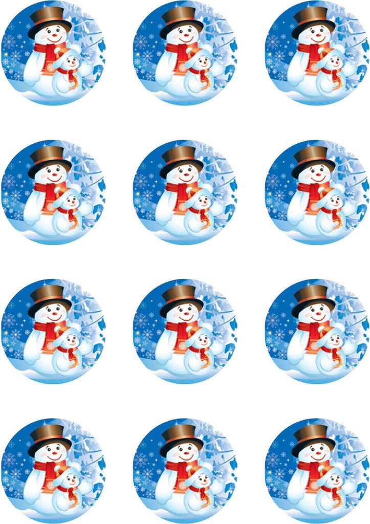 Muffin toppers cupcakes muffins children's birthday Christmas snowman WN02